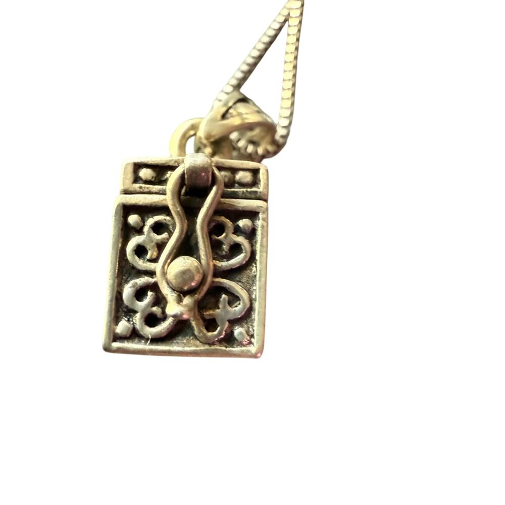 925 Sterling Silver Prayer Box Pendant Necklace